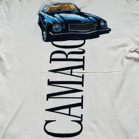 Chevy Camaro Panther Muscle Car Beige Cotton Tee Shirt by Chemistry Size Large - Picture 4 of 5